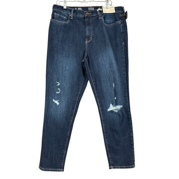 a.n.a a new approach‎ Blue Distressed Midrise Skinny Ankle Jeans Size 18 - Picture 1 of 8